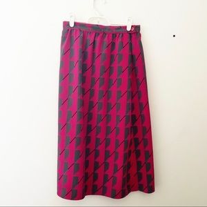 Vintage 90's Geometric Neon Purple Midi Skirt